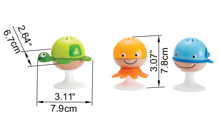 Rattle Set with Suction Cups - Sea Animals