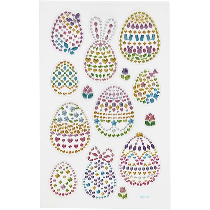 Diamond Stickers - Easter Egg Shapes, 1 Sheet