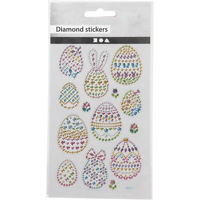 Diamond Stickers - Easter Egg Shapes, 1 Sheet