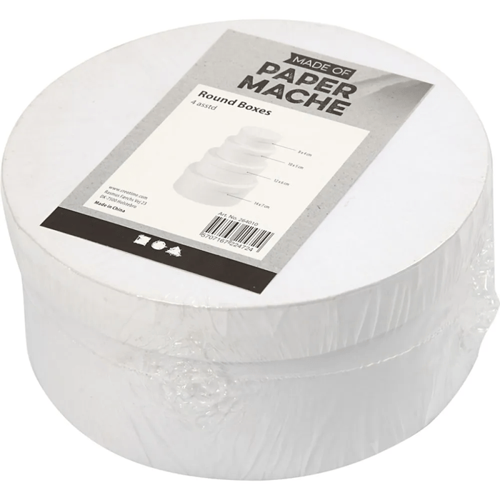 Round Paper Boxes, 4 pcs