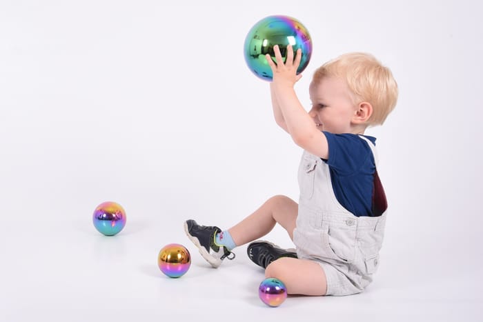 Sensory Steel Colour Burst Balls, 4 pcs