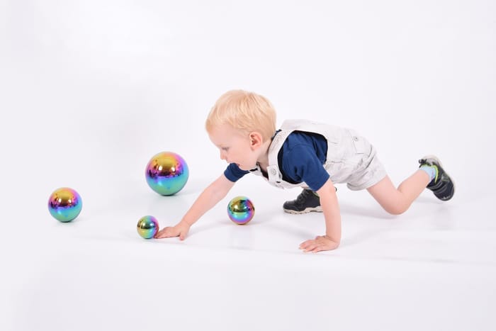 Sensory Steel Colour Burst Balls, 4 pcs