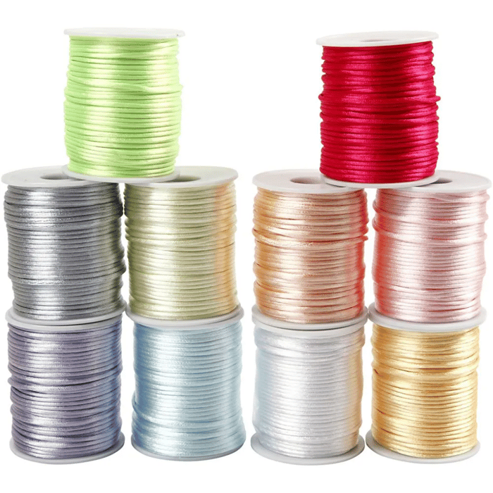 Satin Cord Ø2 mm, 50 m - Pastel, 10 pcs