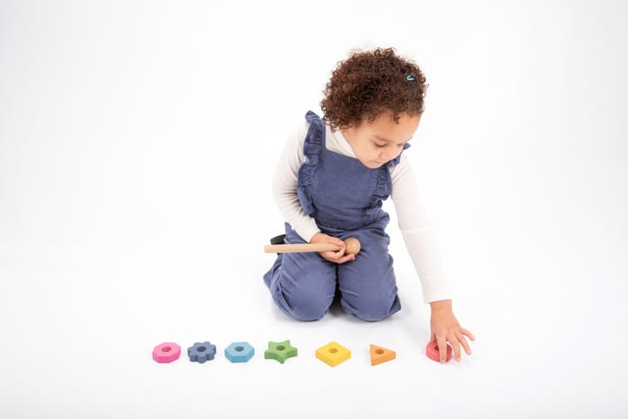 Rainbow Wooden Shape Twister - Shapes and Colours