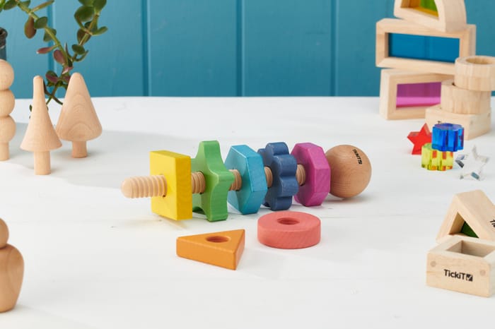 Rainbow Wooden Shape Twister - Shapes and Colours