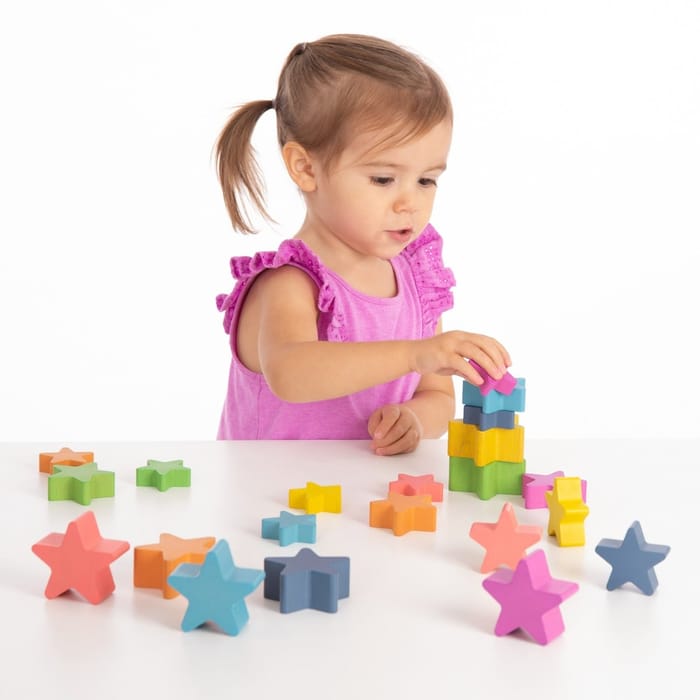 Rainbow Wooden Stars, 21 pcs