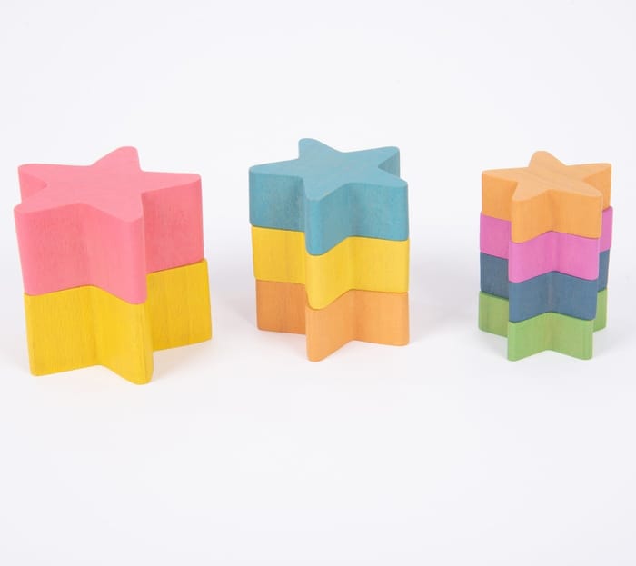 Rainbow Wooden Stars, 21 pcs