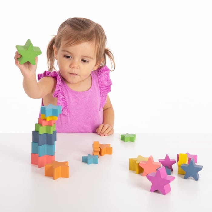 Rainbow Wooden Stars, 21 pcs