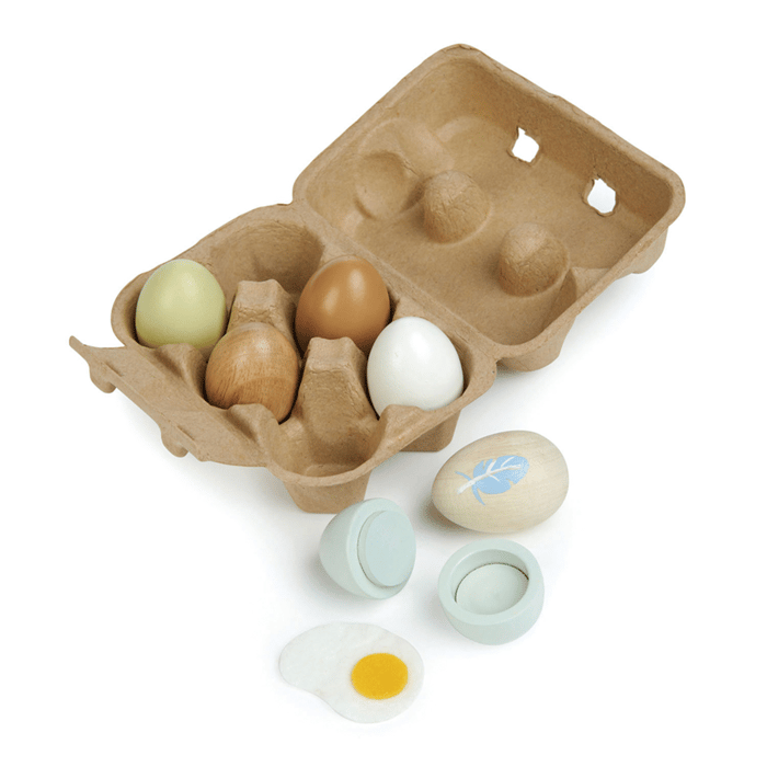 Play Food - Carton of 6 Wooden Eggs