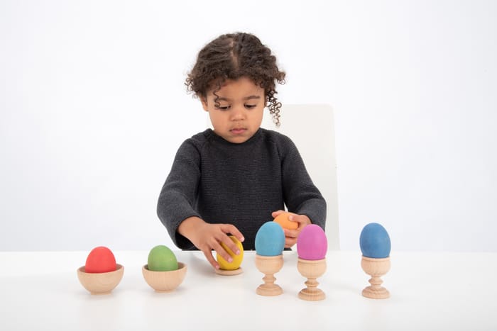 Rainbow Wooden Eggs, 7 pcs