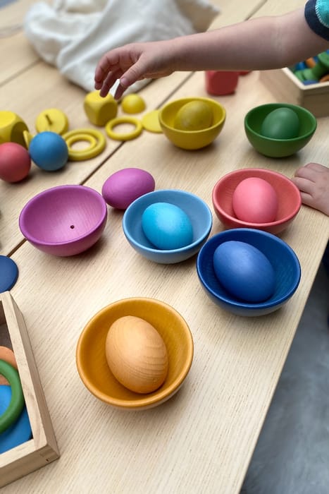 Rainbow Wooden Eggs, 7 pcs