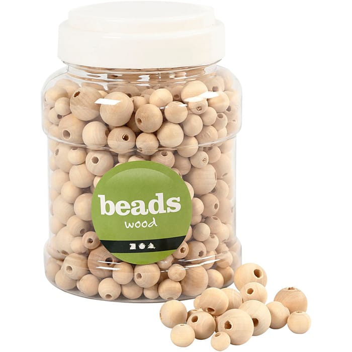 Jar of Wooden Beads 400 ml - Natural