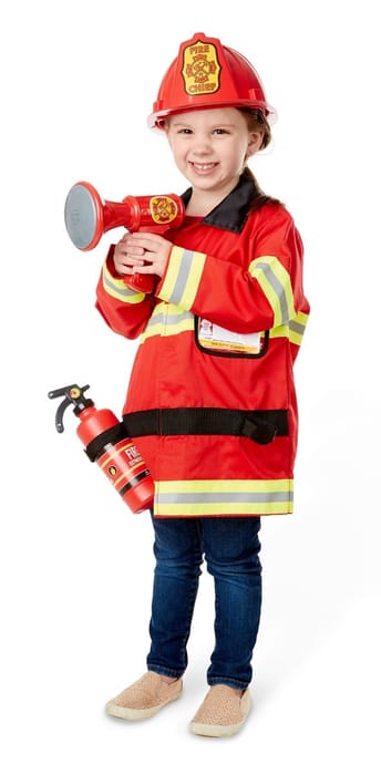 Fire Chief Costume Set with Helmet, Size 3-6 Years