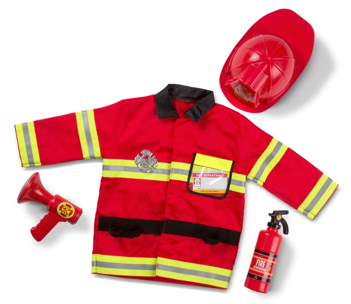 Fire Chief Costume Set with Helmet, Size 3-6 Years