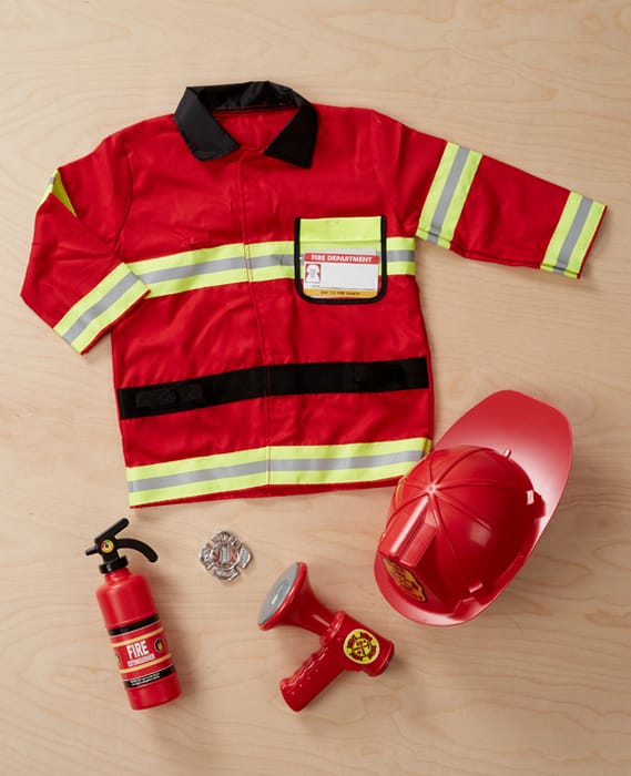 Fire Chief Costume Set with Helmet, Size 3-6 Years