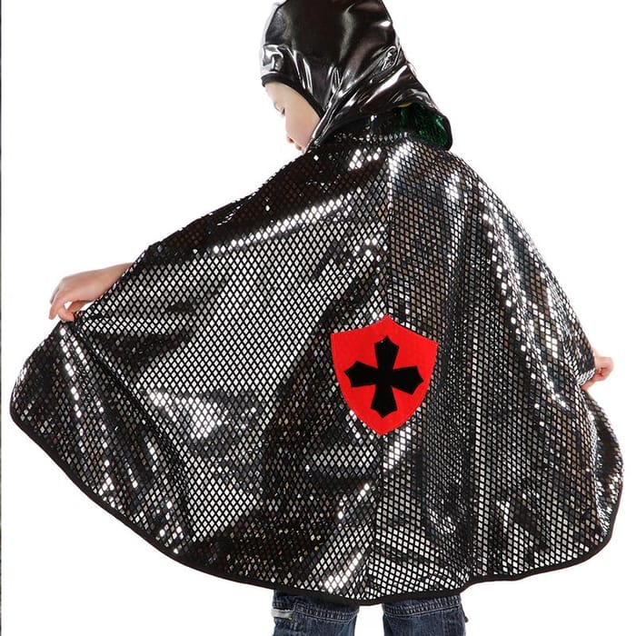 2-in-1 Dragon/Knight Cape - Green, Size 5-6 yrs