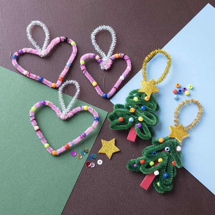 DIY Christmas Craft - Hearts and Christmas Trees