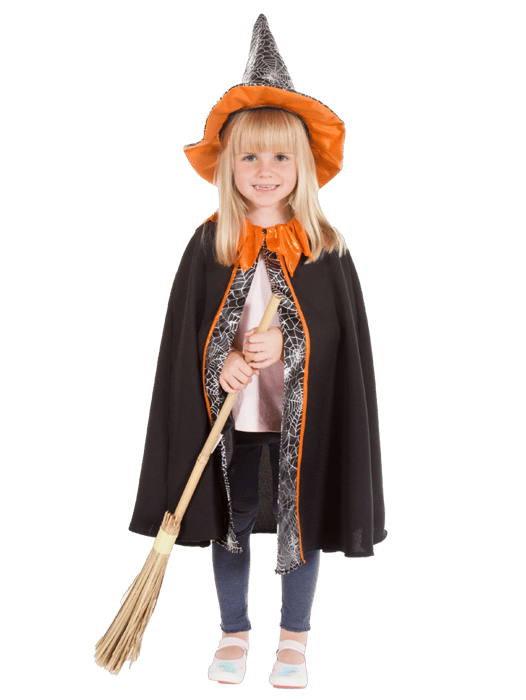 Witch Cape and Hat, Size 3-7 yrs