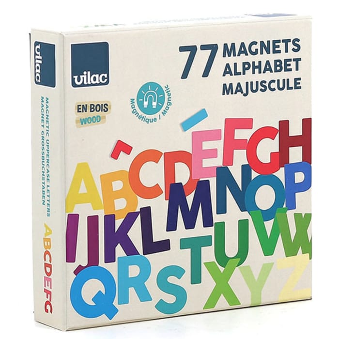 Wooden Magnetic Letters - Uppercase, 77 pcs