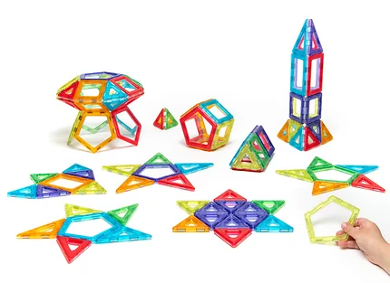 Polydron Magnetic Play Set - Translucent, 100 pcs